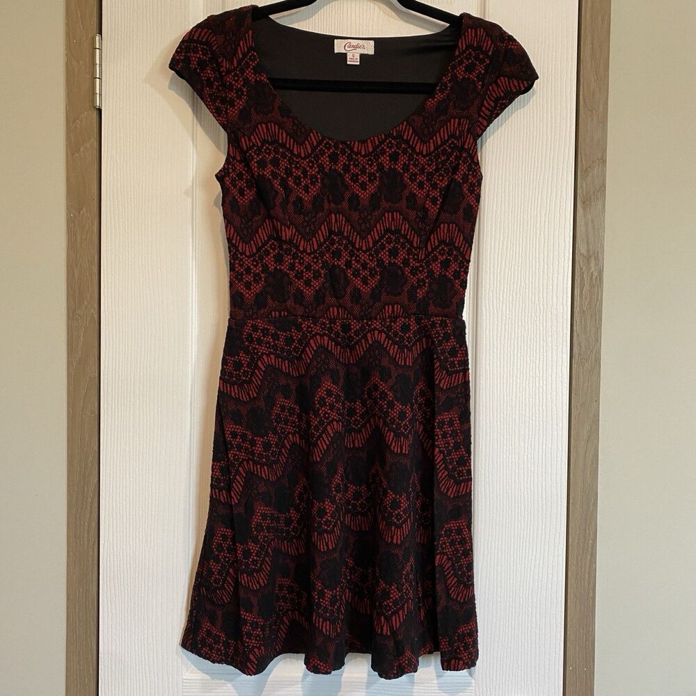 Y2K Womens Dress Whimsygoth Black Lace Stretch Fairy Grunge Size Small